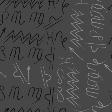 Zodiac Signs Dikişsiz desen. Vektör Illustration