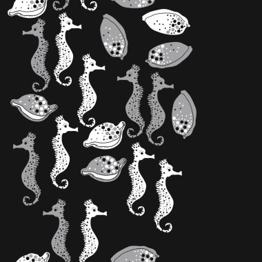 Dikişsiz deniz deseni, vektör çizimi