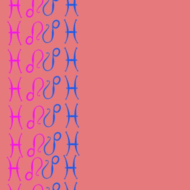 Zodyak işaretleri Dikişsiz desen - balık, aslan. Vektör çizimi