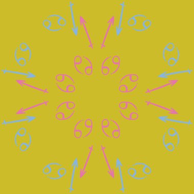 Zodiac Signs, doodle, kopya alanı dairesel desen