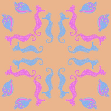 Dikişsiz deniz deseni, vektör çizimi