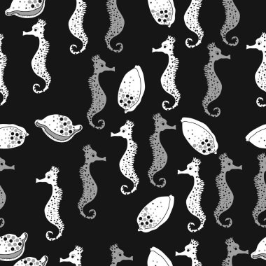 Dikişsiz deniz deseni, vektör çizimi