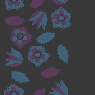 Çizgi sanat bitkileri ile dikişsiz etnik desen