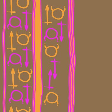 Burçların dikişsiz desen - yay, boğa. Vektör çizimi