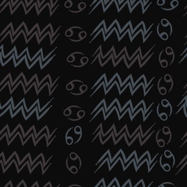Zodiac Signs ile Dikişsiz desen, vektör illüstrasyon