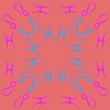 Zodyak işaretleri Dikişsiz desen - balık, aslan. Vektör çizimi