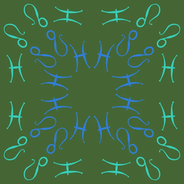 Zodyak işaretleri Dikişsiz desen - balık, aslan. Vektör çizimi