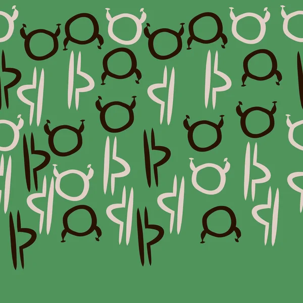 Terazi ve Boğa burçlarının yeşil dikişsiz desen, kopya alanı