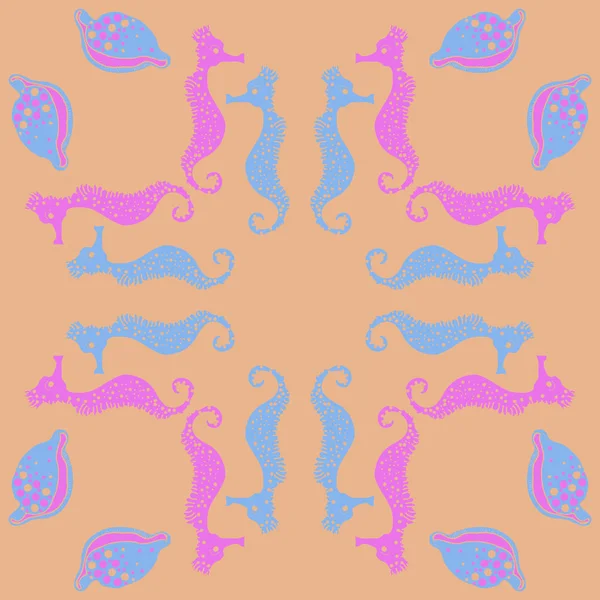 Dikişsiz deniz deseni, vektör çizimi