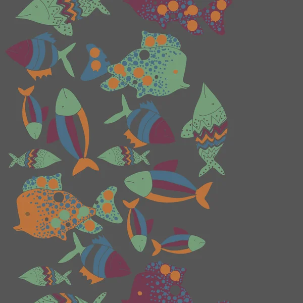 Seamless Pattern Colorful Fishes Vector — Stock Vector