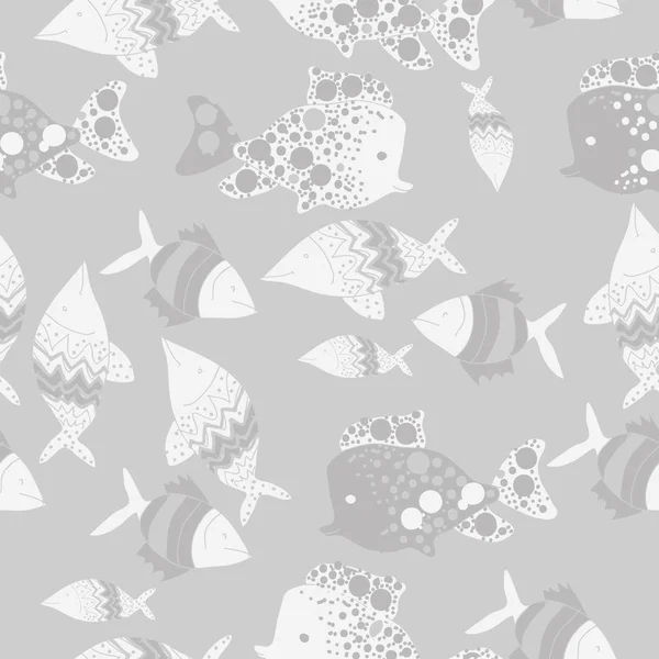 Seamless Pattern Different Fishes Vector — Stock Vector