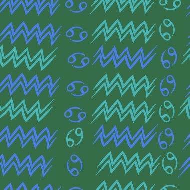 Zodiac Signs ile Dikişsiz desen, vektör illüstrasyon