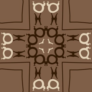 zodyak işaretleri ile kahverengi Dikişsiz soyut desen, Boğa ve İkizler burçları vektör illüstrasyon 