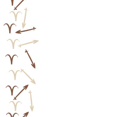 Burçların dikişsiz desen - yay, koç. Vektör çizimi