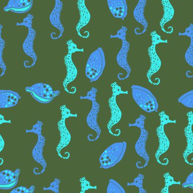 Dikişsiz deniz deseni, vektör çizimi