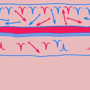 Burçların dikişsiz desen - yay, koç. Vektör çizimi