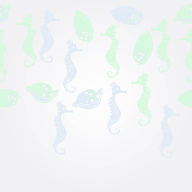 Soyut basit deniz kabuğu ve deniz konsepti Dikişsiz deseni