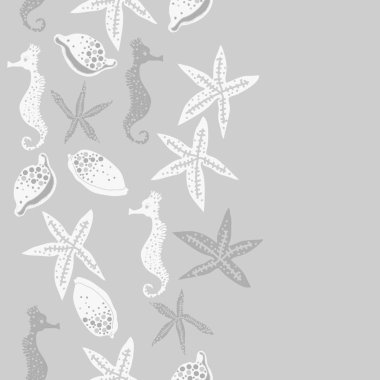 Deniz teması ile soyut desen - denizatları ve yıldızlar, vektör illüstrasyon