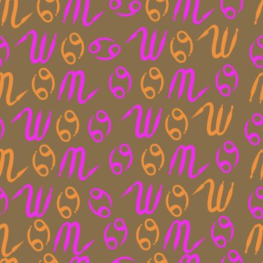 Zodiac Signs Dikişsiz desen. Vektör Illustration