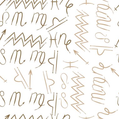 Zodiac Signs Dikişsiz desen. Vektör Illustration