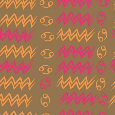 Zodiac Signs ile Dikişsiz desen, vektör illüstrasyon