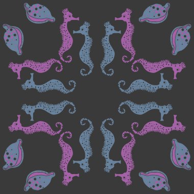 Dikişsiz deniz deseni, vektör çizimi