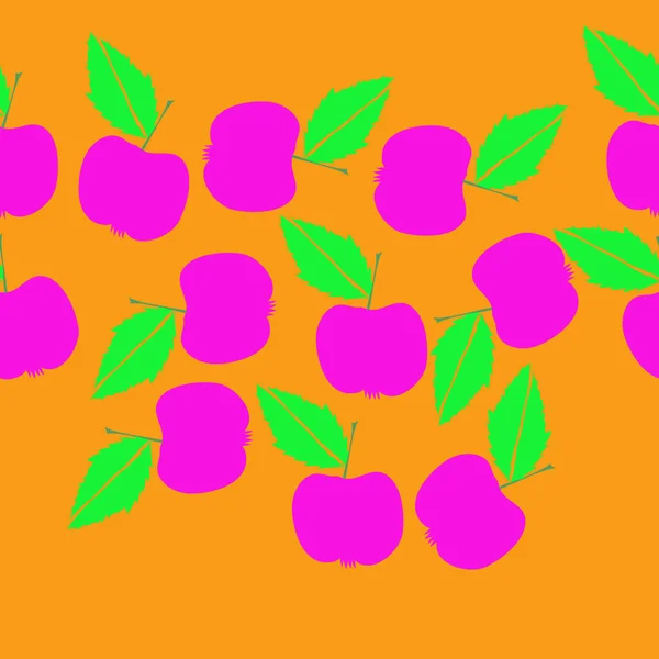 リンゴと葉の抽象的な背景 — ストックベクタ