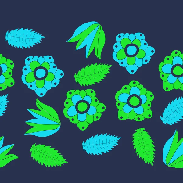 Patrón Étnico Sin Costuras Con Plantas Arte Línea — Archivo Imágenes Vectoriales