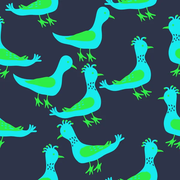 Безшовний Візерунок Птахами Векторні Ілюстрації — стоковий вектор