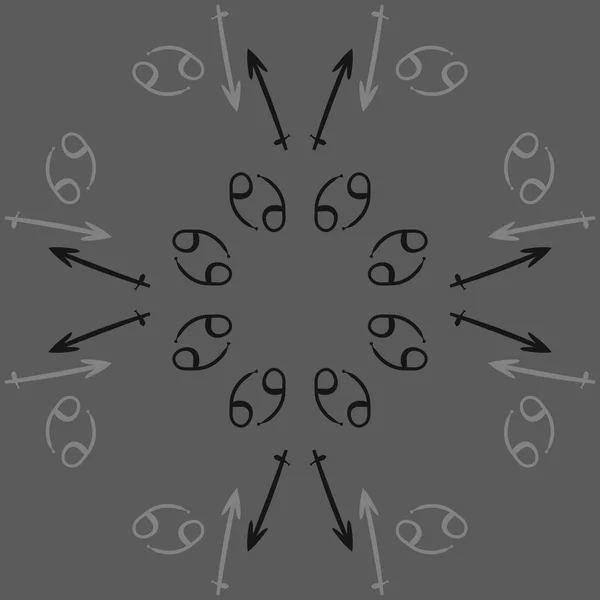 Круговий Візерунок Знаків Зодіаку Каракулі Простір Копіювання — стоковий вектор