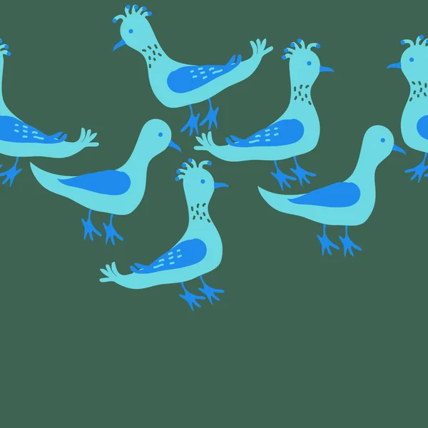 Бесшовный Рисунок Птицами Векторная Иллюстрация — стоковый вектор