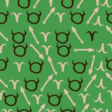 Zodiac Signs ile Dikişsiz soyut desen, vektör illüstrasyon