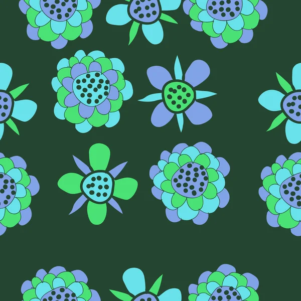 Naadloos Patroon Met Abstracte Eenvoudige Bloemen — Stockvector