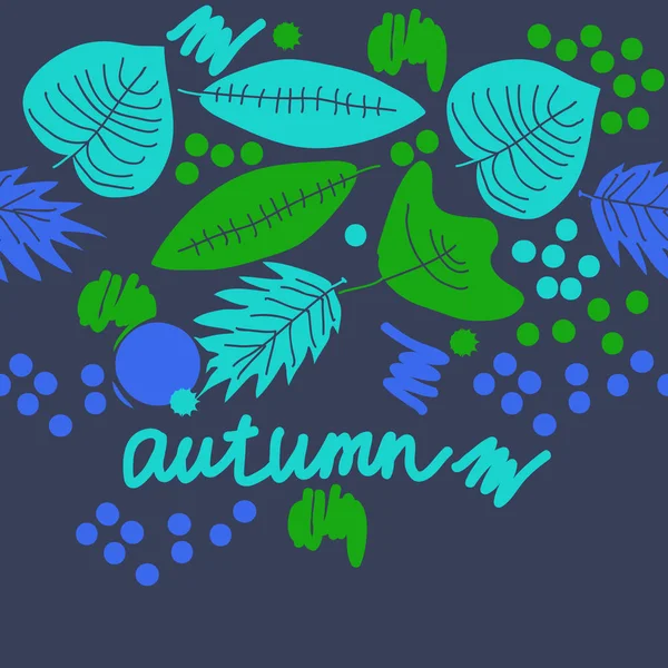 Feuilles Automnales Colorées Avec Mot Automne Sur Fond — Image vectorielle