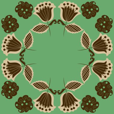 Soyut çiçekler daire çerçevesinin dikişsiz deseni