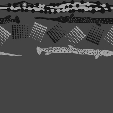 Balık ile dikişsiz soyut desen