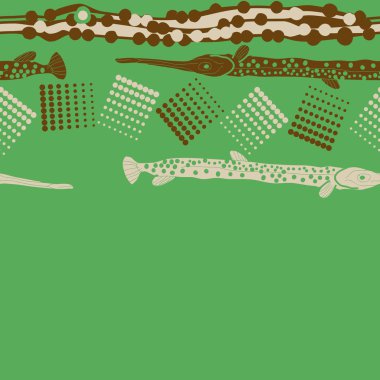 Balık ile dikişsiz soyut desen