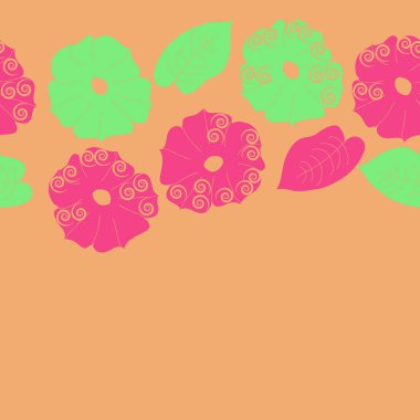 Soyut basit çiçekler ve yaprakları Dikişsiz desen