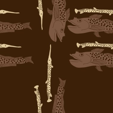 Soyut basit balıklar ile dikişsiz desen