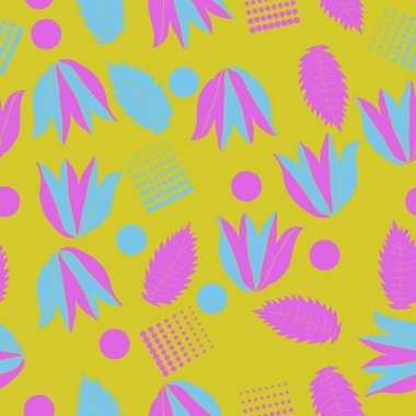 lale çiçekler ve noktalar ile tam kare sorunsuz soyut vektör arka plan, kopya alanı