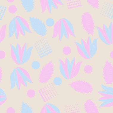 Çiçek motif, yaprakları ve lale Dikişsiz deseni.