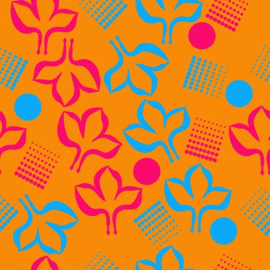 Renkli yapraklar ve noktalarla dikişsiz desen
