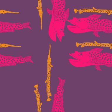 Soyut basit balıklar ile dikişsiz desen