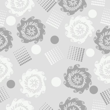 çiçekler ve noktalar ile tam kare sorunsuz soyut vektör arka plan 