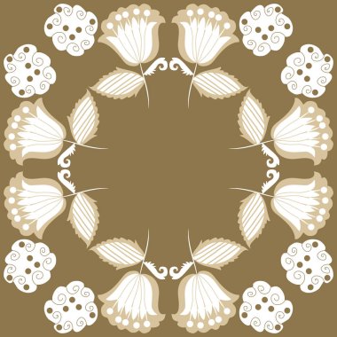 Soyut çiçekler daire çerçevesinin dikişsiz deseni