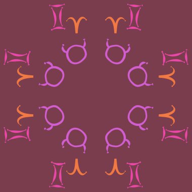 Zodiac Signs ile Dikişsiz soyut desen, vektör illüstrasyon