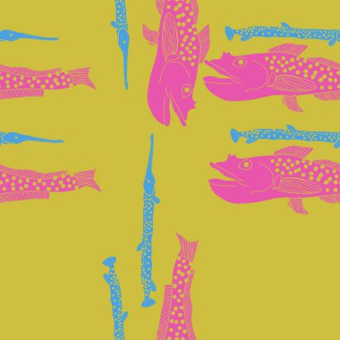 Soyut basit balıklar ile dikişsiz desen