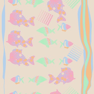 soyut balıklar dikişsiz desen, sadece vektör illüstrasyon