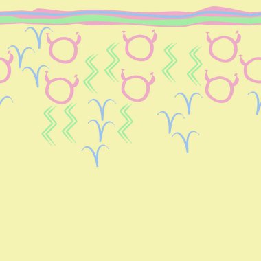 Burçların dikişsiz deseni, vektör illüstrasyonu