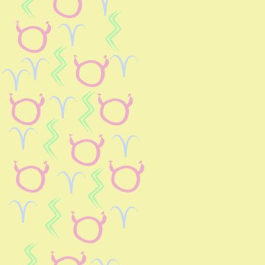 Burçların dikişsiz desen - boğa, koç, kova. Vektör çizimi